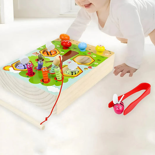 Juego Madera Encastre y Pesca Abejas 🐝